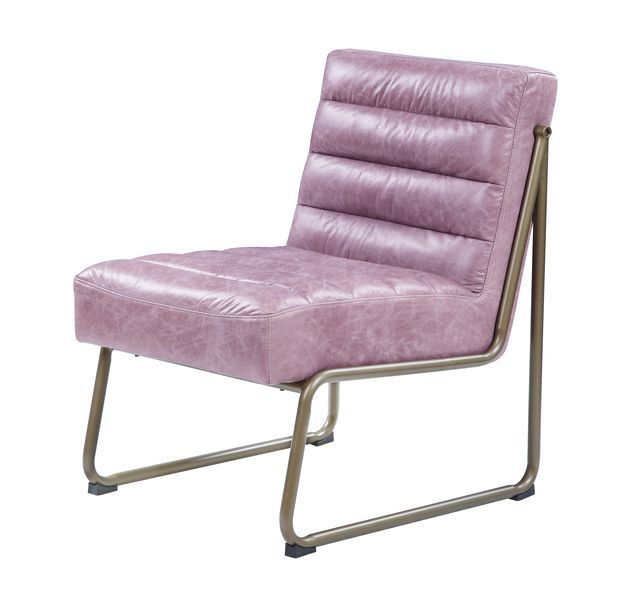 Loria - Accent Chair - Wisteria Top Grain Leather, product view with metal