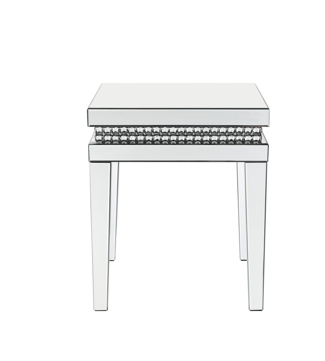Lotus - 20" End Table - Mirrored & Faux Ice Cube Crystals, alternate view 2 with wood construction