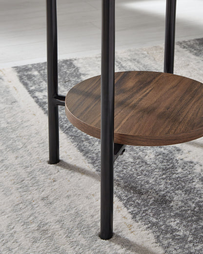 Wrenwich - Occasional Table Set (Set of 3) - Brown / Black / White, alternate view 3 with wood construction