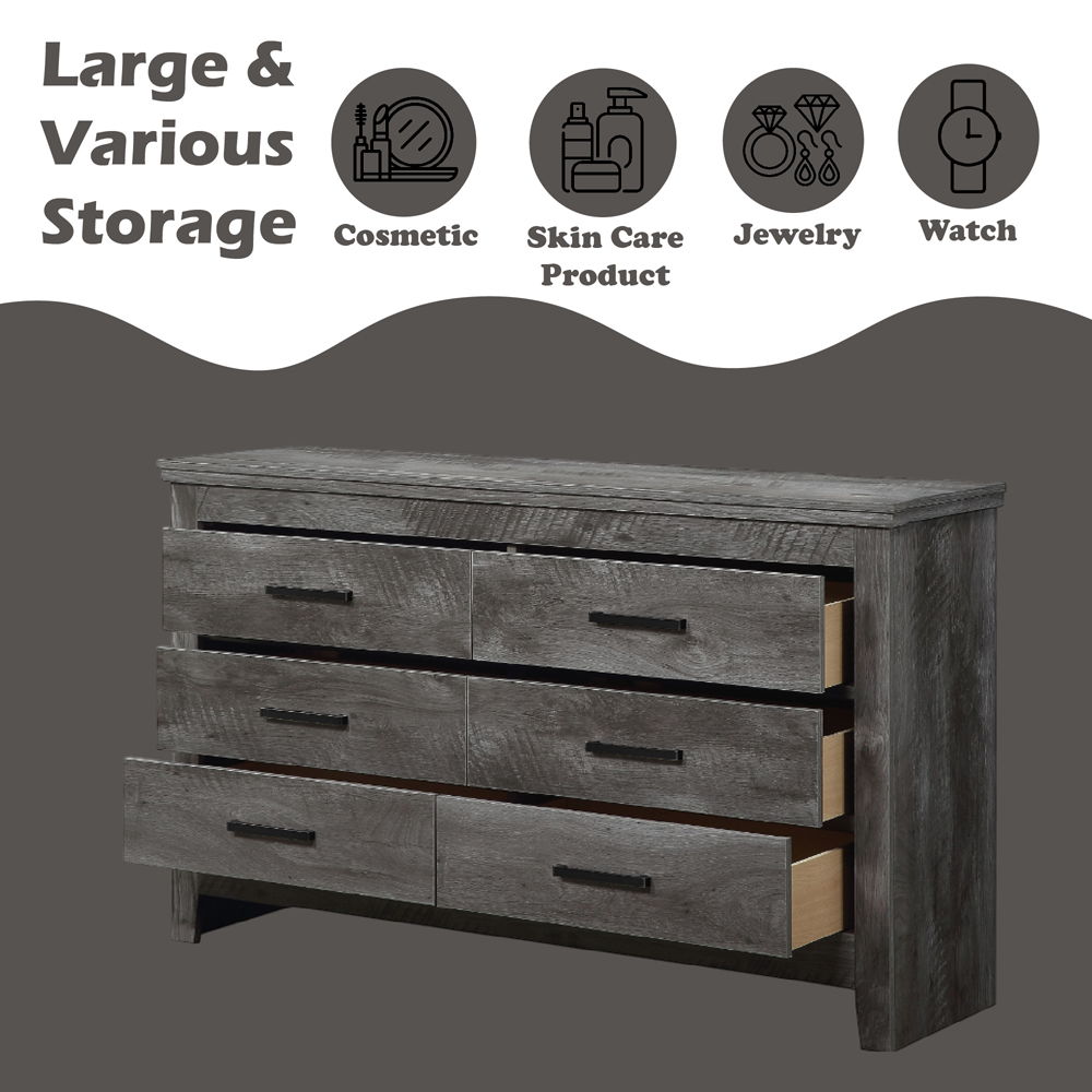 Vidalia - Dresser - Rustic Gray Oak, alternate view 4 with wood construction