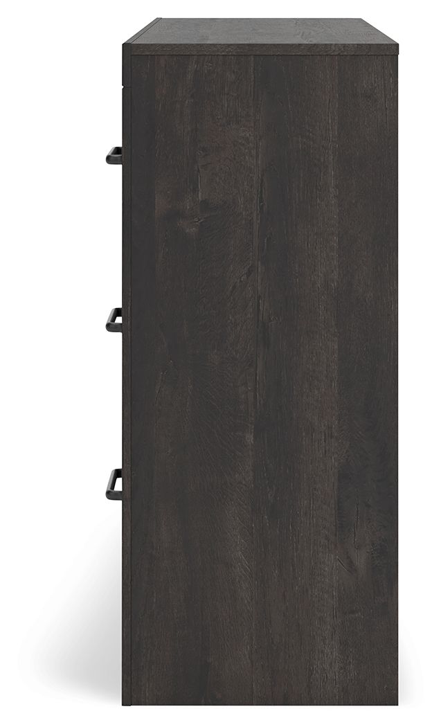 Hollivern - Six Drawer Dresser - Dark Gray, alternate view 3 with linen fabric