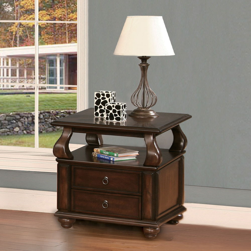 Amado - End Table - Walnut, product view with wood construction