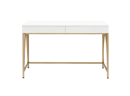 Lightmane - Vanity Desk (Same 92660) - White High Gloss & Gold, alternate view 4 with wood construction