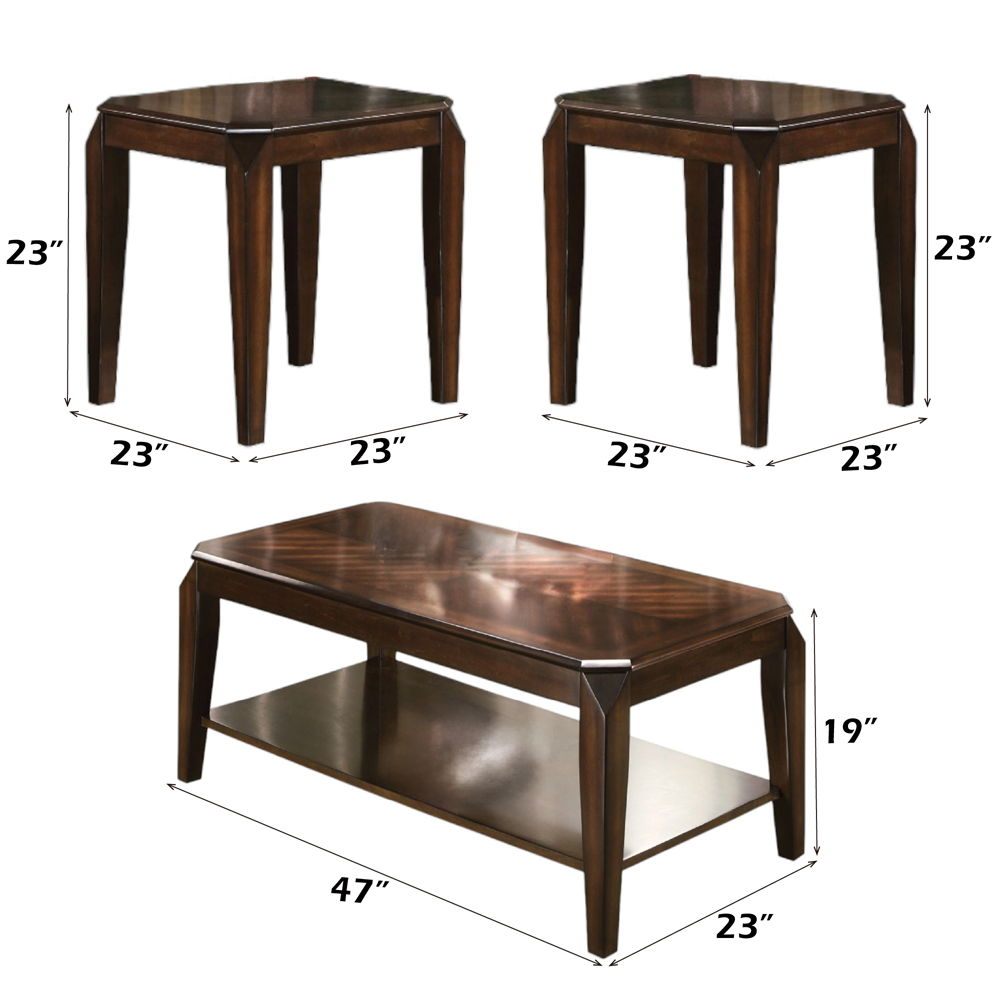 Docila - 3 Piece Coffee & End Set - Walnut, alternate view 2 with wood construction