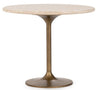 Malani - Travertine Gathering Table, product view with metal