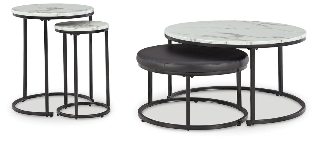 Jusmour - Occasional Nesting Table (Set of 4) - Black / White, product view with faux leather