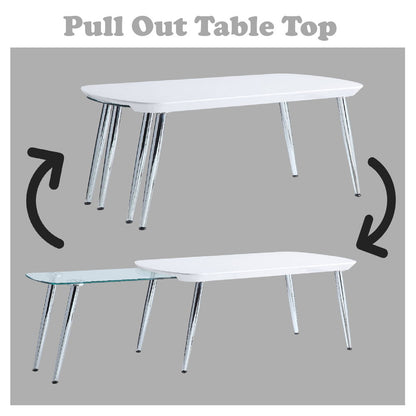 Patina - Coffee Table - White & Chrome, alternate view 2 with wood construction