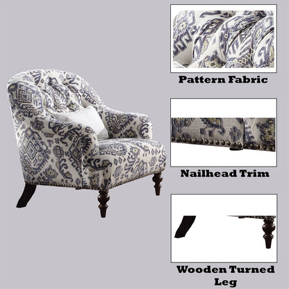 Saira - Chair With Pillow - Pattern Fabric, alternate view 3 with wood construction