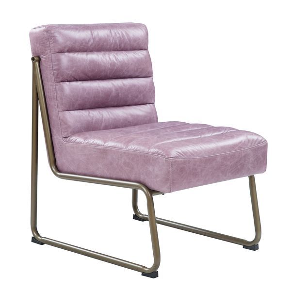 Loria - Accent Chair - Wisteria Top Grain Leather, alternate view 3 with metal