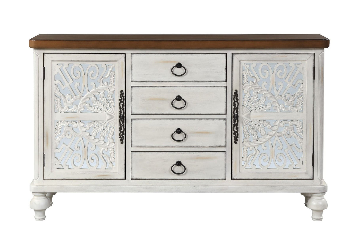 Vermont - Console Cabinet - Antique White, alternate view 3 with wood construction