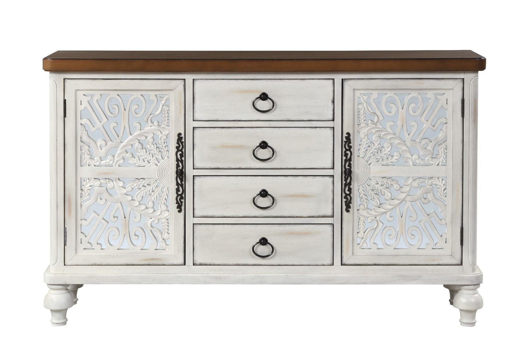 Vermont - Console Cabinet - Antique White, alternate view 3 with wood construction