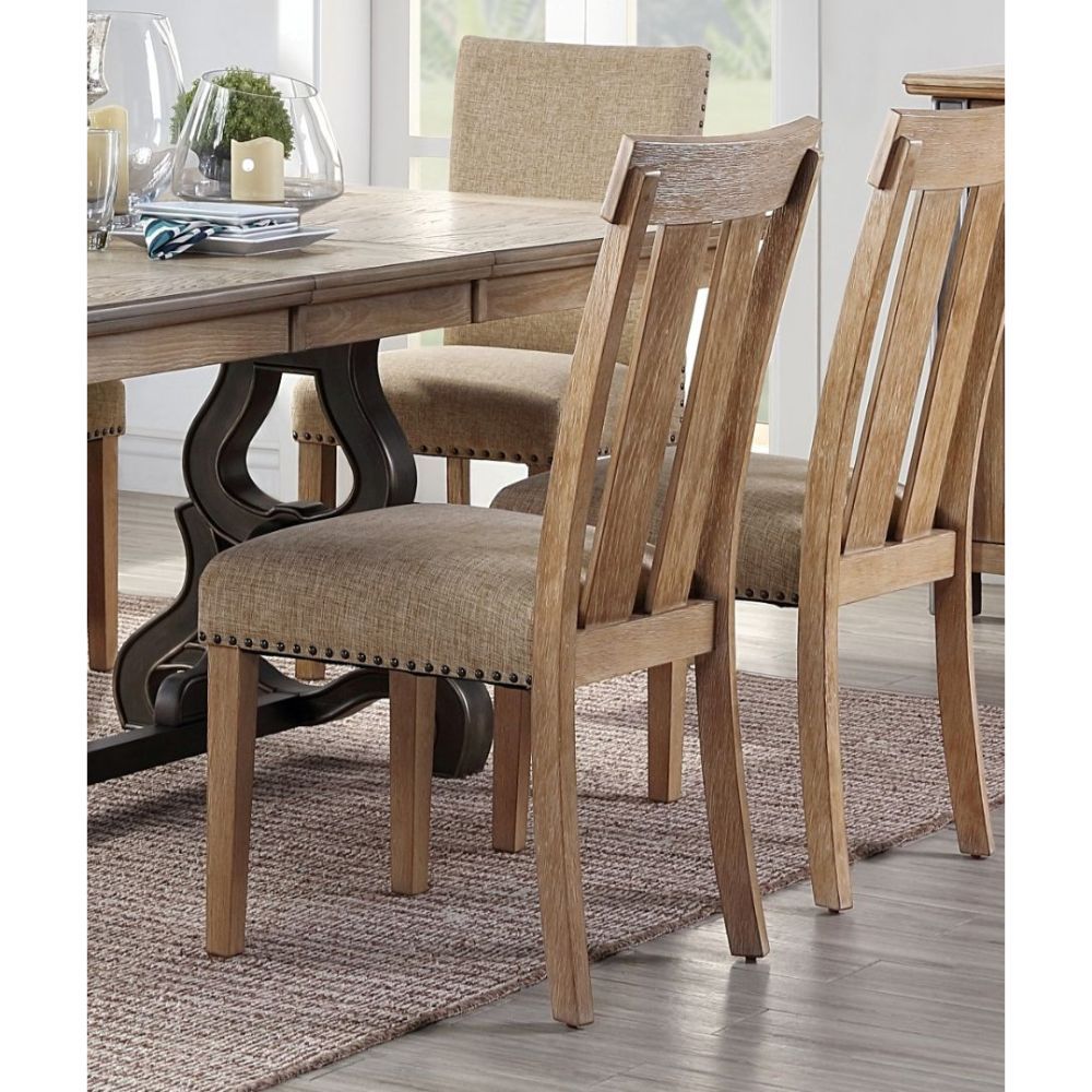Nathaniel - Side Chair (Set of 2) - Fabric & Maple, product view with wood construction