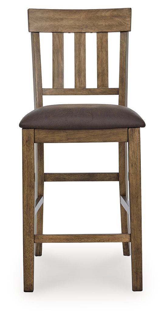 Urbinforte - Upholstered Barstool (Set of 2) - Light Brown, alternate view 3 with faux leather