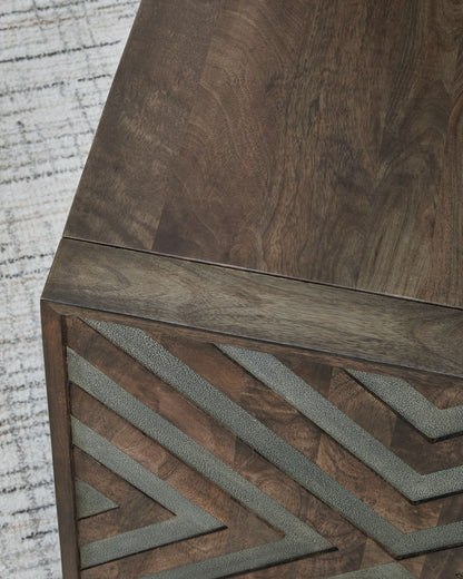 Dreggan - Square End Table - Brown, alternate view 3 with engineered wood