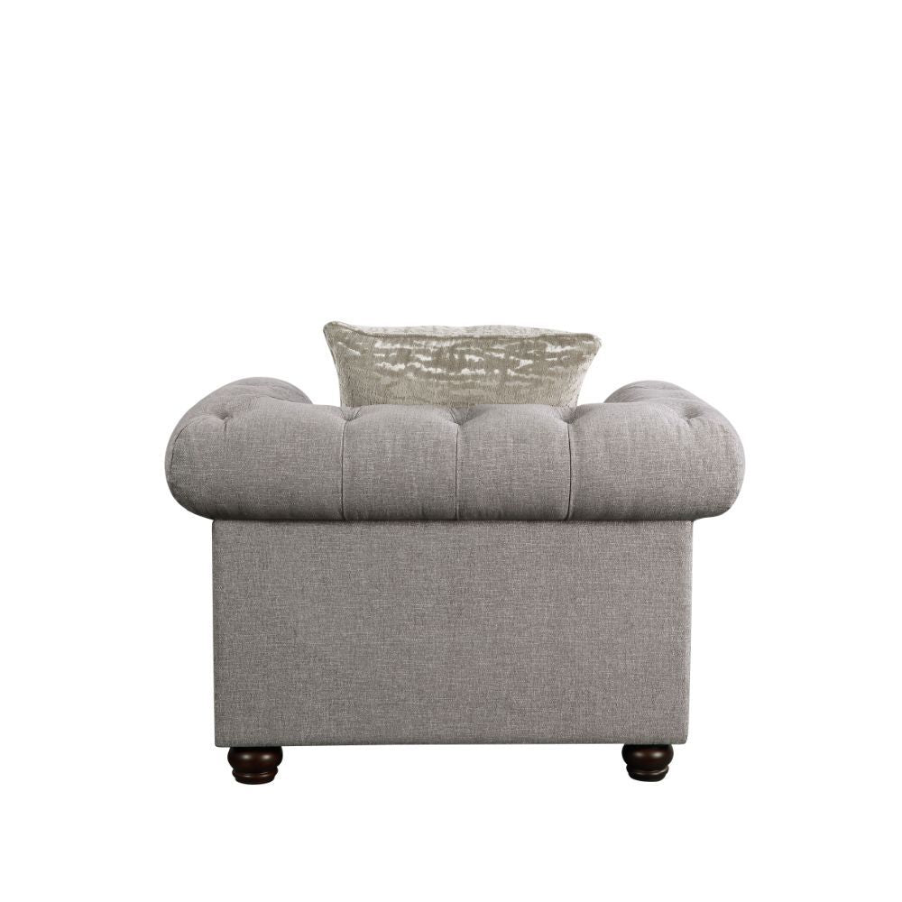 Gardenia - Chair - Gray Fabric, alternate view 2 with solid wood