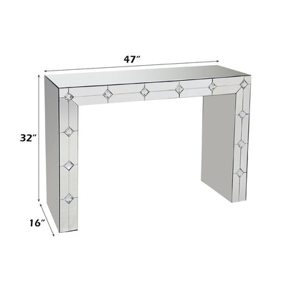 Hessa - Console Table - Mirrored & Faux Rhinestone, alternate view 2 with wood construction