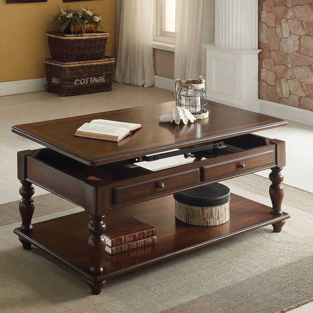 Farrel - Coffee Table With Lift Top - Walnut, product view with wood construction