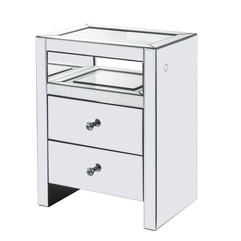 Dominic - Accent Table With LED - Mirrored, alternate view 2 with glass