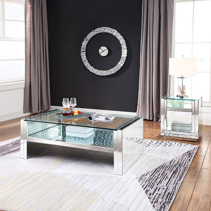 Nysa - 24" End Table - Mirrored & Faux Crystals, alternate view 4 with wood construction