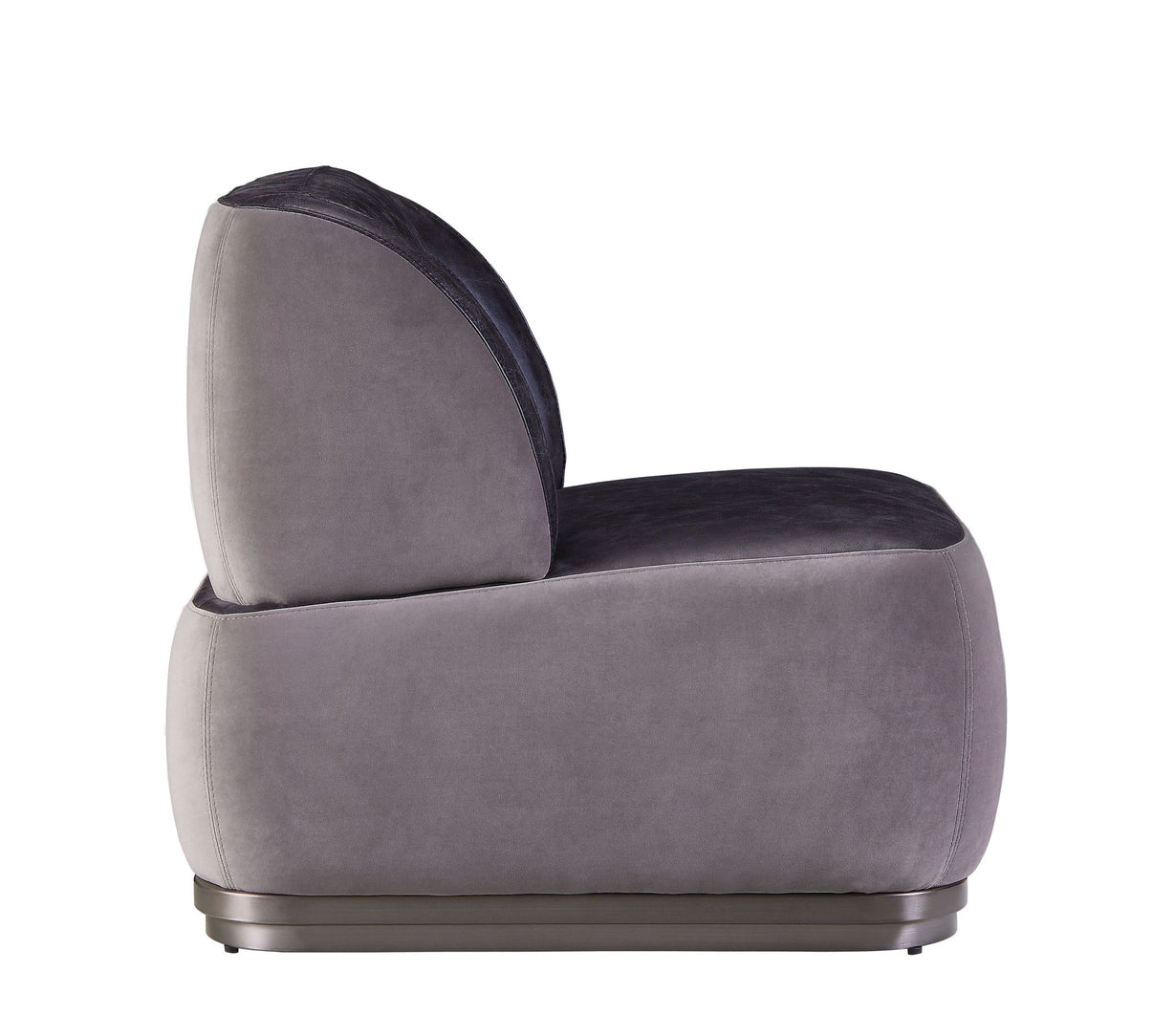 Decapree - Accent Chair - Antique Slate Top Grain Leather & Gray Velvet, alternate view 3 with wood construction
