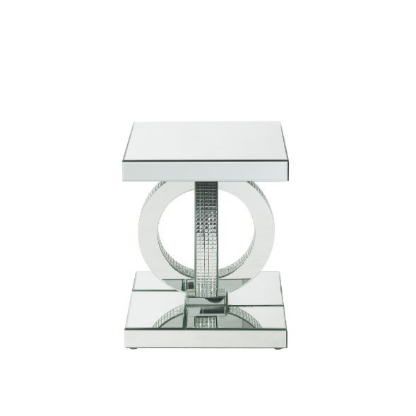 Ornat - End Table - Mirrored & Faux Square Diamonds, alternate view 2 with wood construction