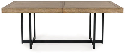 Tomtyn - Rectangular Dining Room Extension Table - Light Brown, alternate view 3 with wood construction