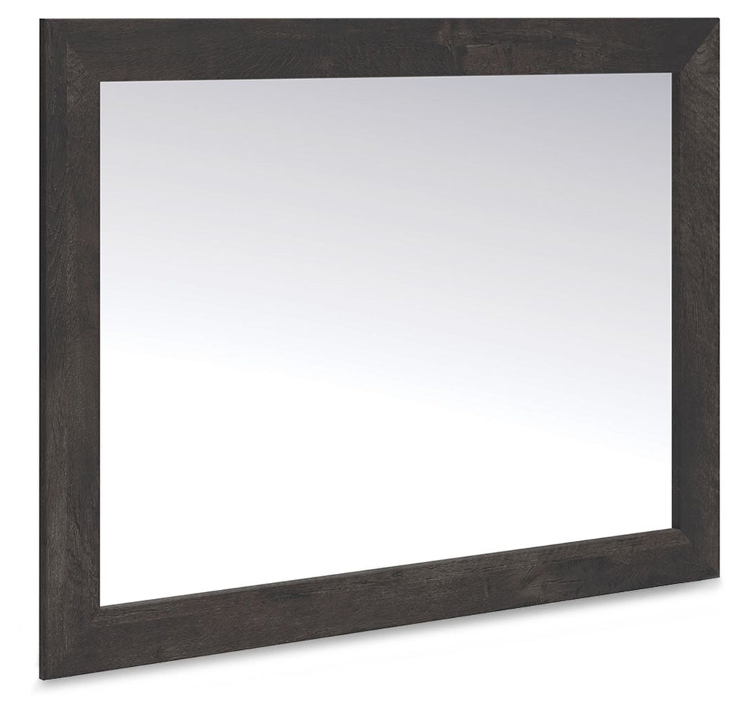Hollivern - Bedroom Mirror - Dark Gray, product view with engineered wood