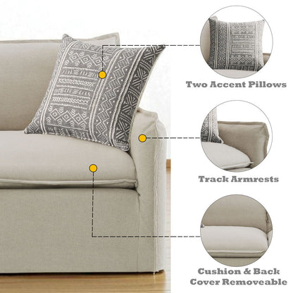 Upendo - Sofa With 2 Pillows - Beige Linen