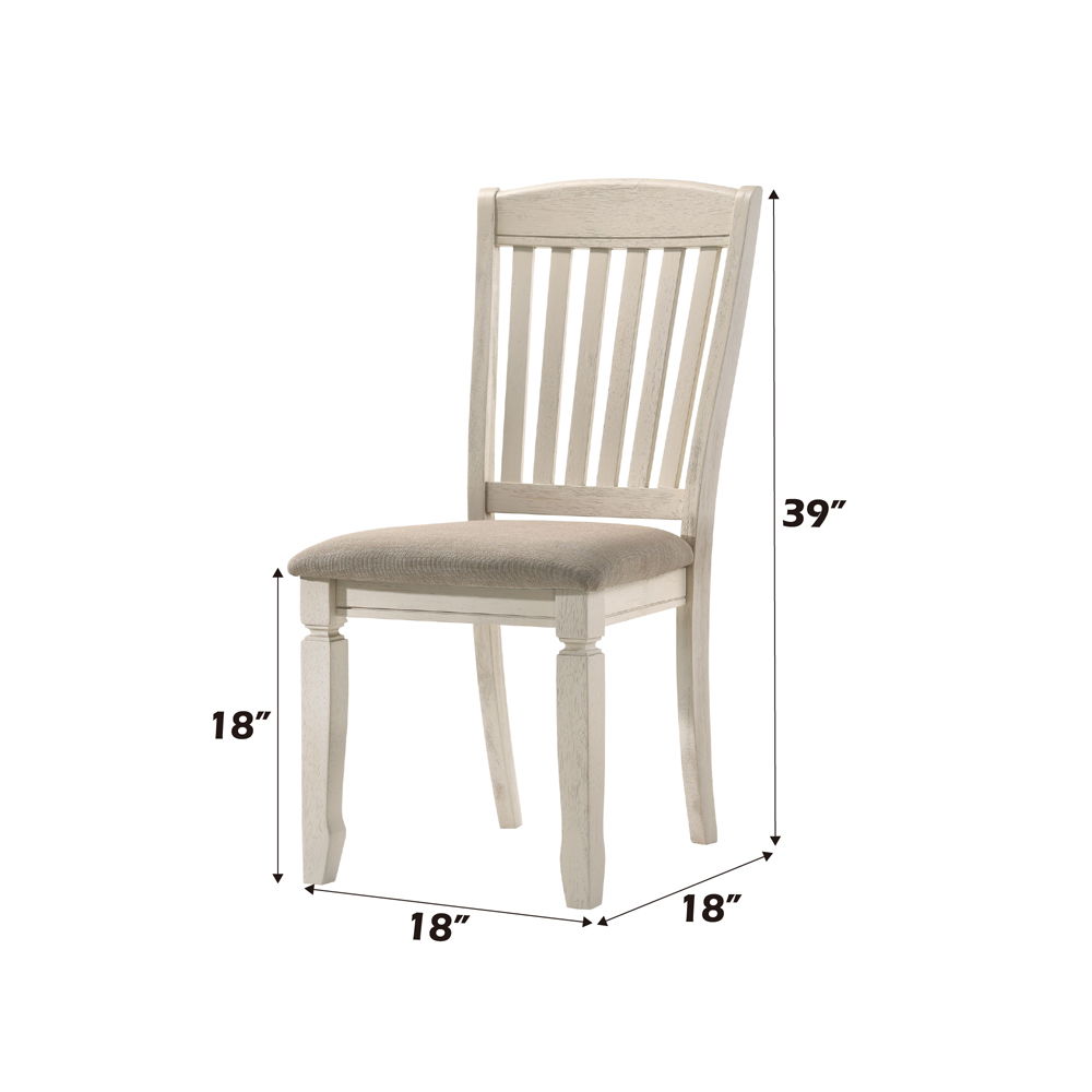 Fedele - Side Chair (Set of 2) - Tan Fabric & Cream, alternate view 4 with wood construction