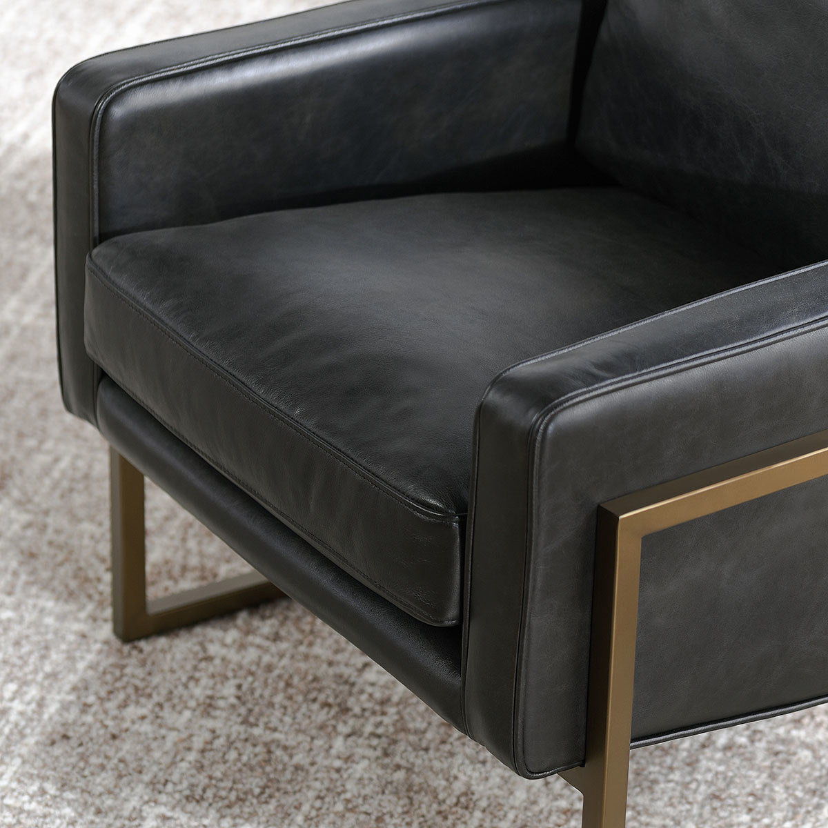 Ken - Club Chair - Black, alternate view 4 with top-grain leather