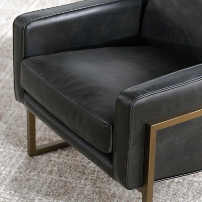 Ken - Club Chair - Black, alternate view 4 with top-grain leather