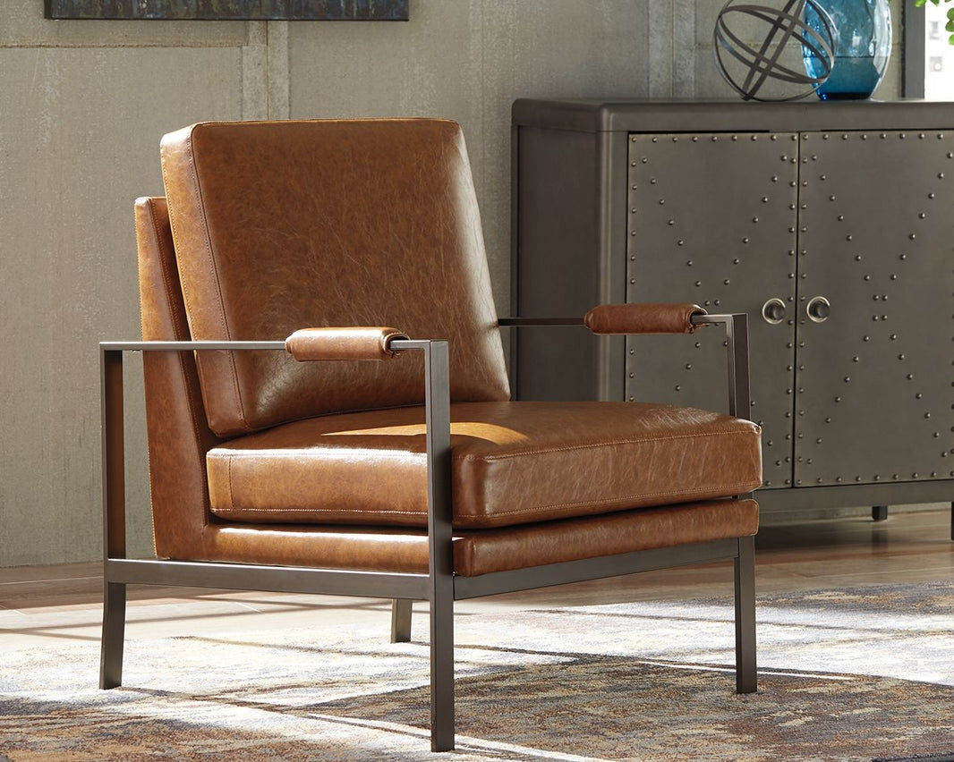 Peacemaker - Accent Chair - Brown, alternate view 2 with faux leather