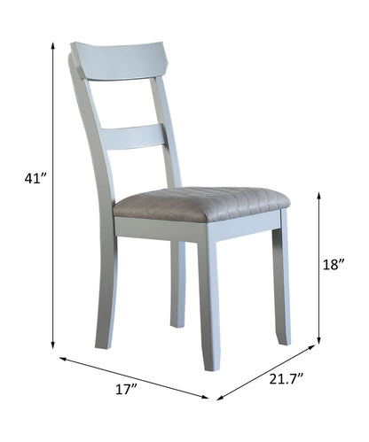 House Marchese - Side Chair (Set of 2) - Two Tone Gray Fabric & Pearl Gray, alternate view 2 with wood construction