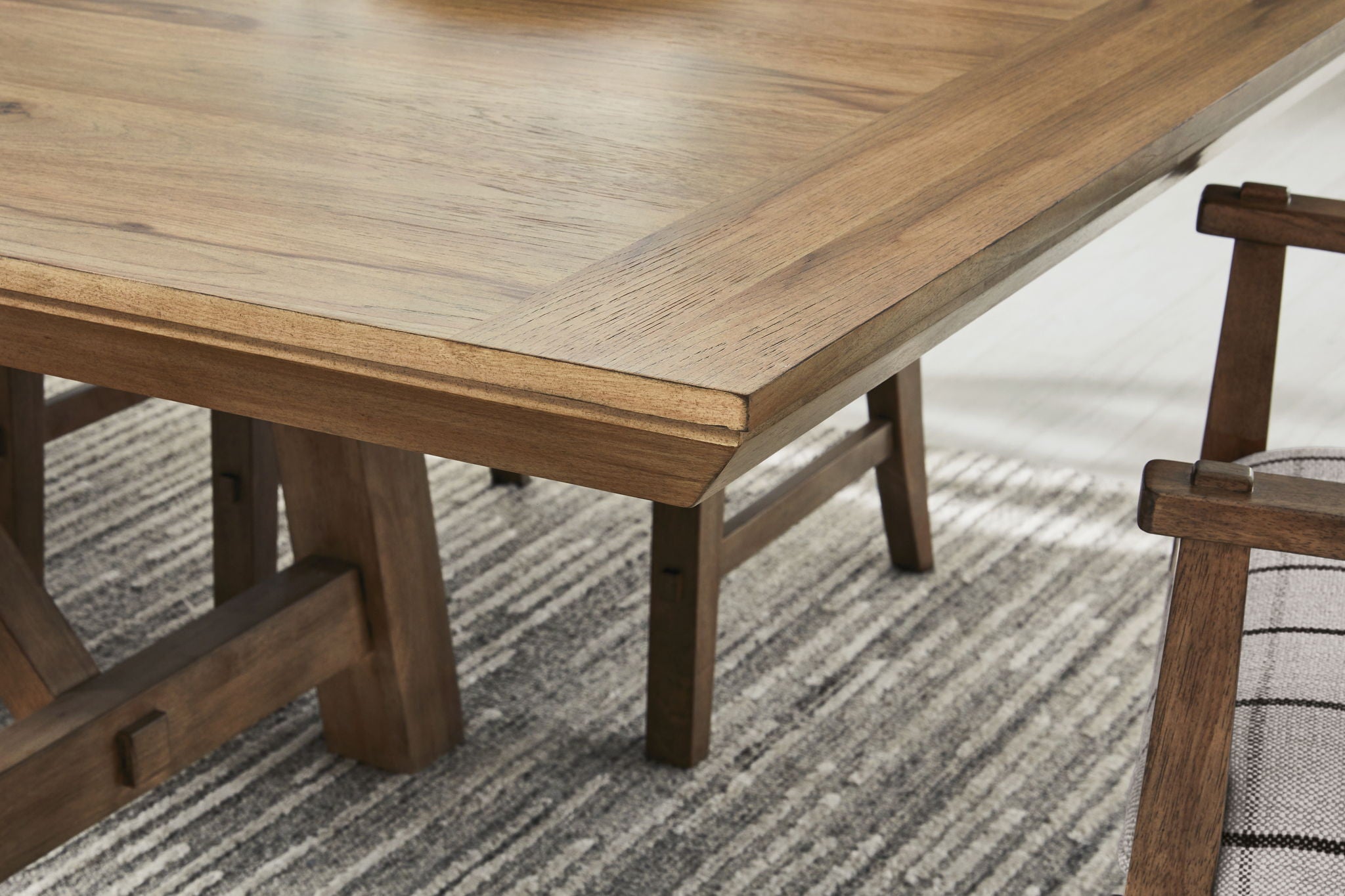 Ridgester - Rectangular Dining Room Extension Table - Light Brown, alternate view 3 with wood construction