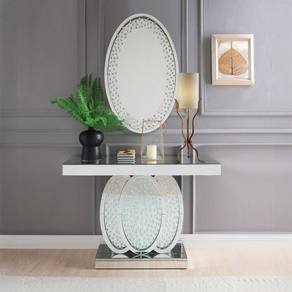 Nysa - 47"L Console Table - Mirrored & Faux Crystals, alternate view 6 with wood construction