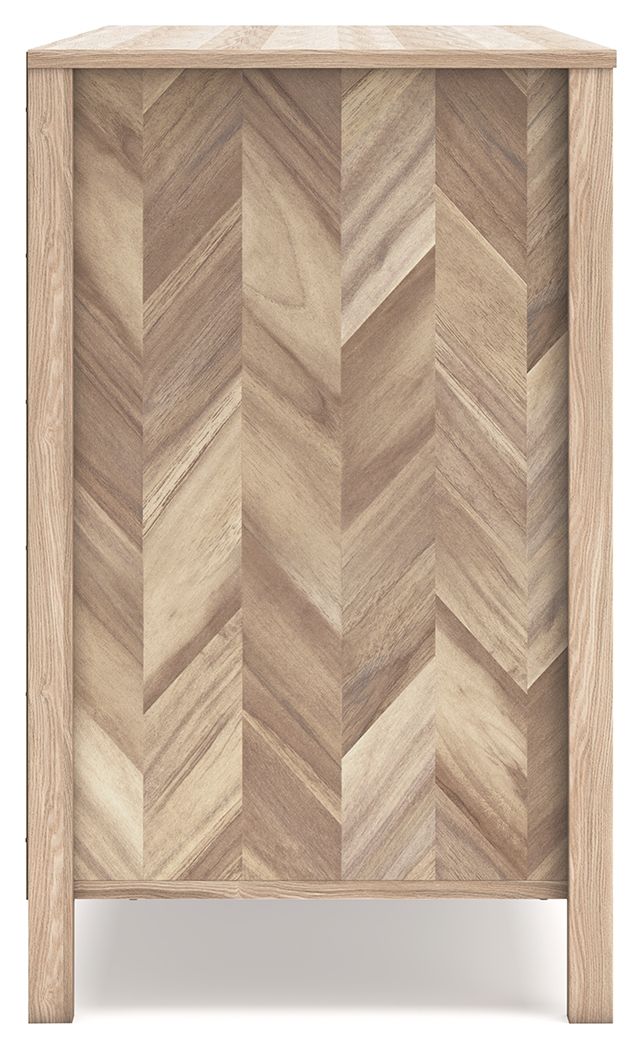 Battelle - Six Drawer Dresser - Tan, alternate view 2 with engineered wood