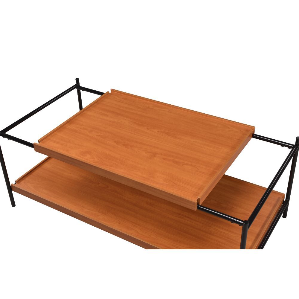 Oaken - Coffee Table - Honey Oak & Black, alternate view 3 with wood construction