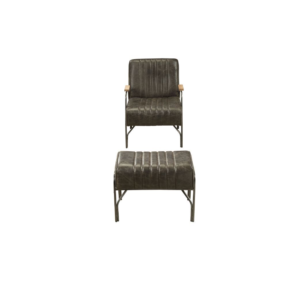 Sarahi - 2Pc Pk Chair & Ottoman, alternate view 3 with top-grain leather