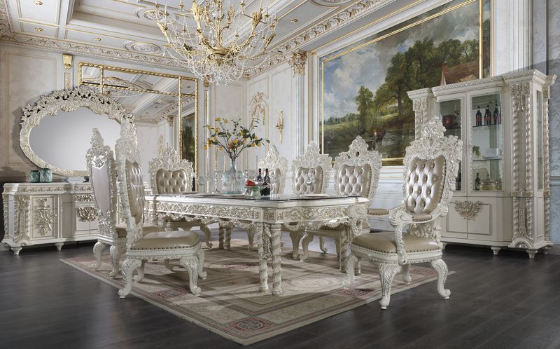 Vanaheim - Dining Table - Antique White, alternate view 2 with glass