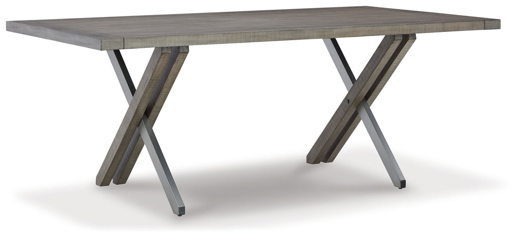 Krystanza - Rectangular Dining Room Table - Weathered Gray, product view with engineered wood
