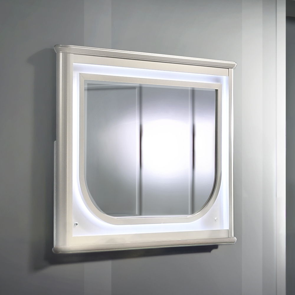 Laveda - Mirror With LED - Pearl White, alternate view 4 with metal