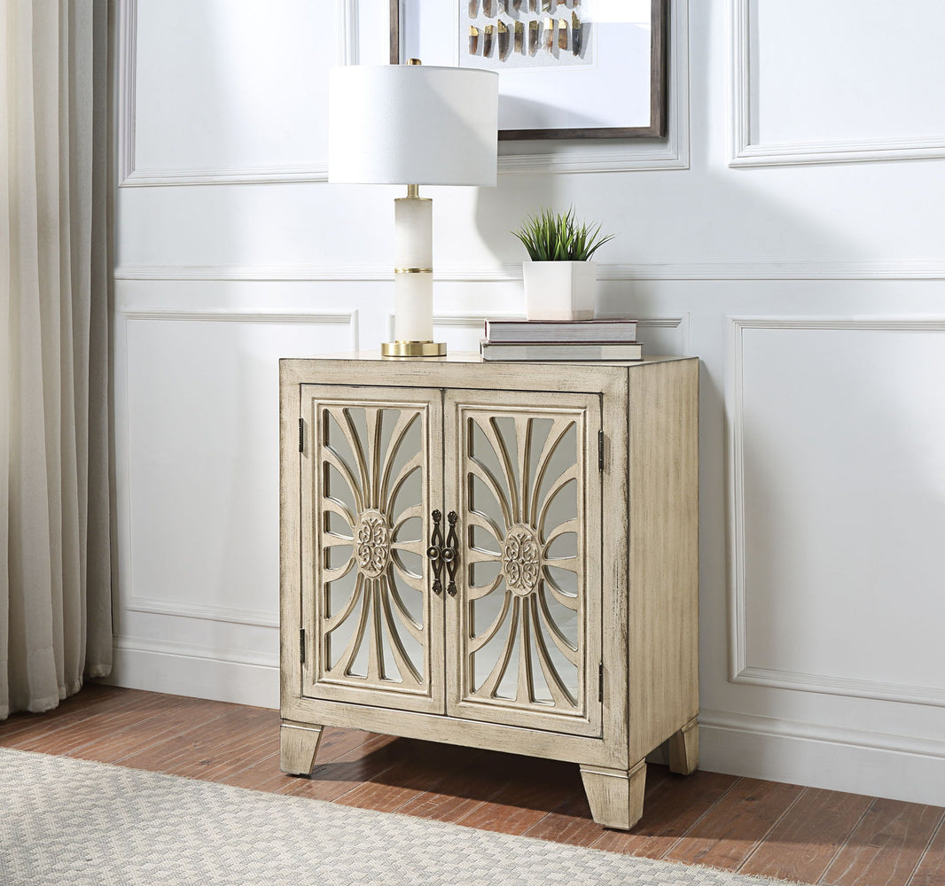 Nalani - Console Cabinet - Antique White, alternate view 2 with wood construction