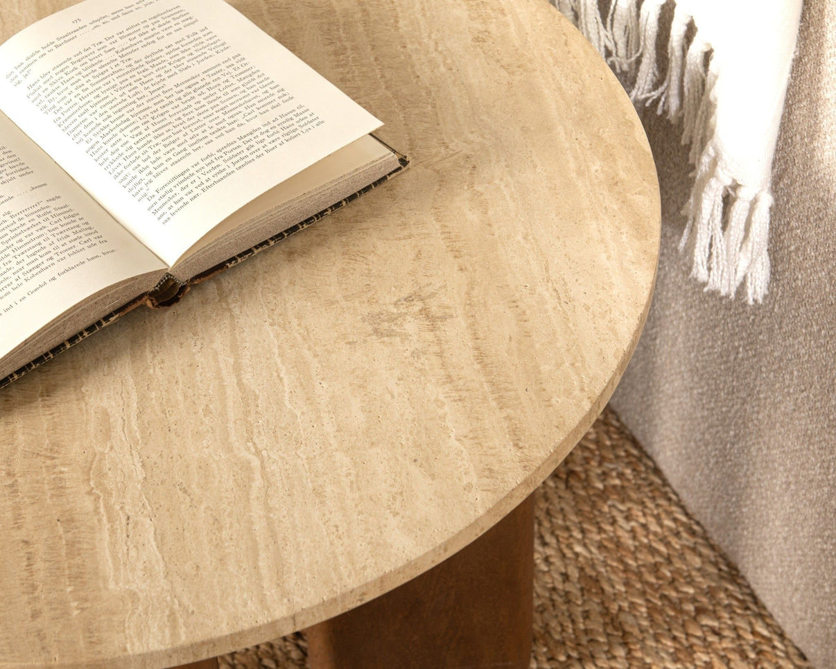 Idella - Travertine Round Table, alternate view 8