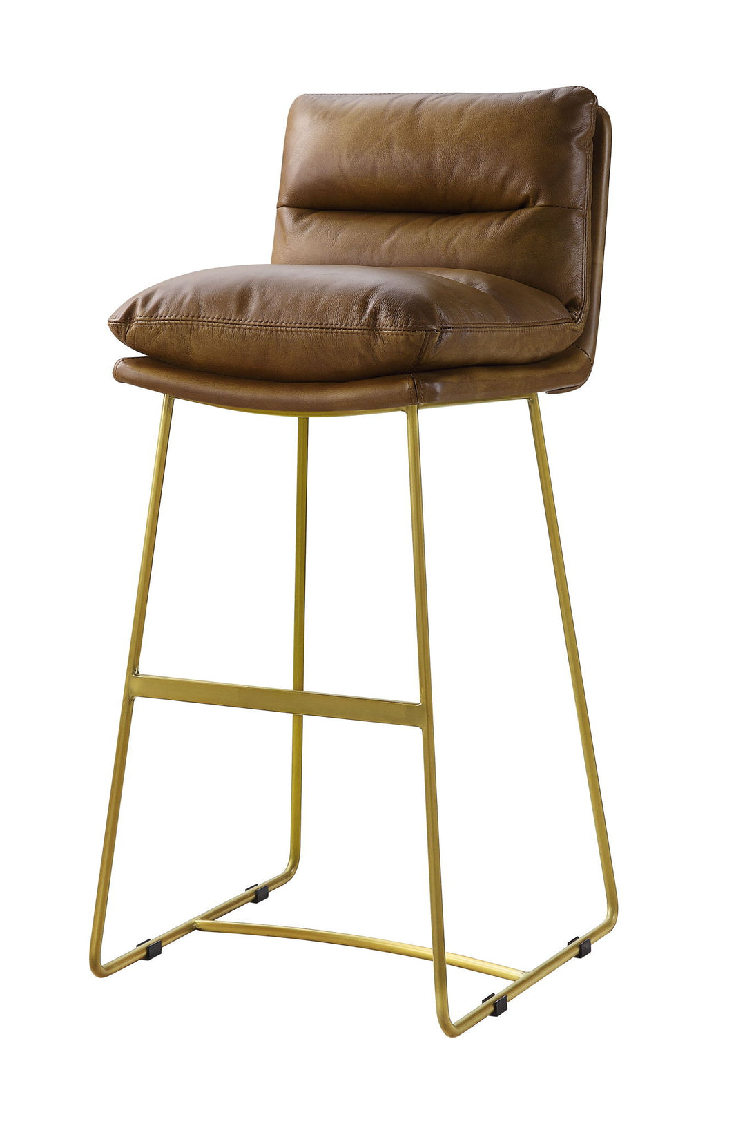 Alsey - Bar Chair - Saddle Brown Top Grain Leather, product view with wood construction