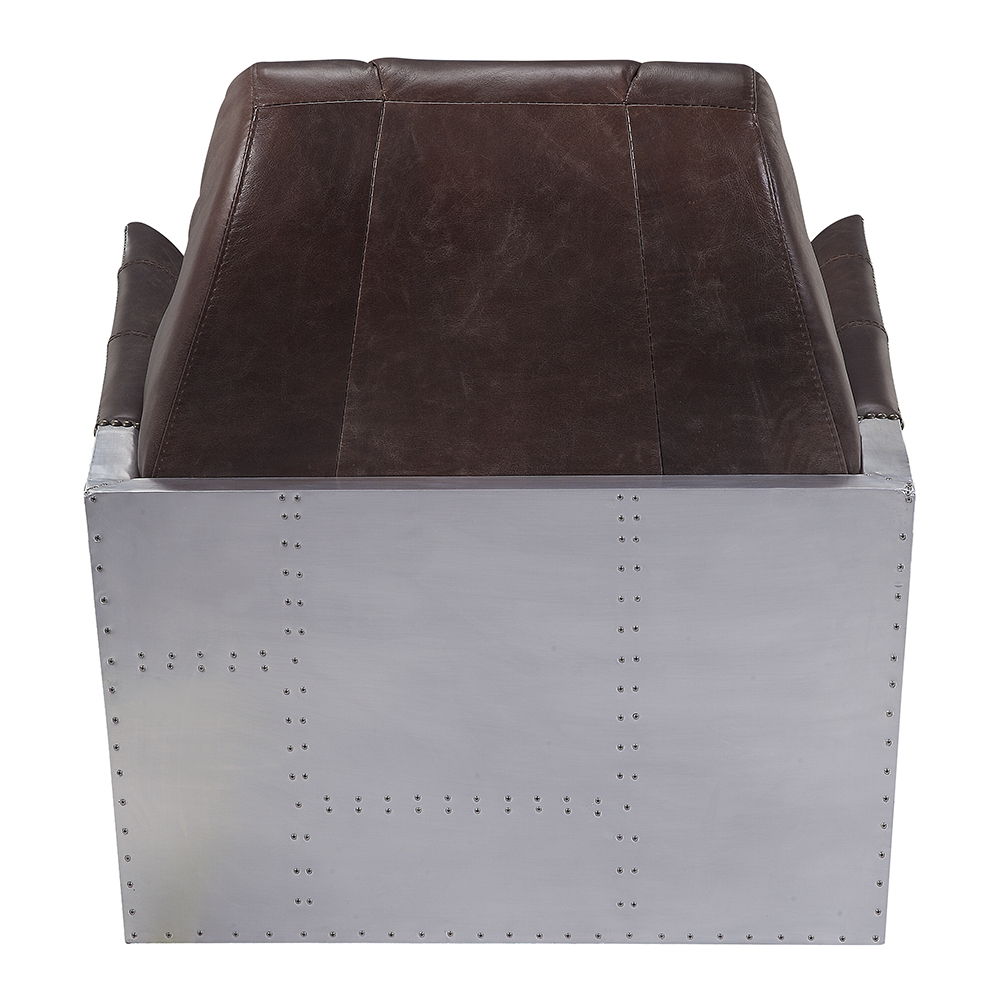 Brancaster - Accent Chair - Espresso Top Grain Leather & Aluminum, alternate view 2 with top-grain leather