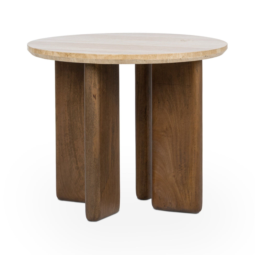 Idella - Travertine Round Table, alternate view 2