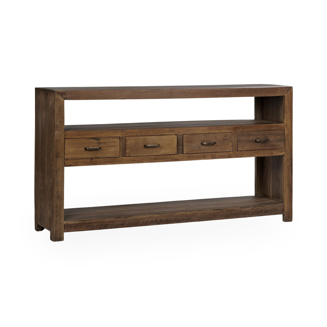 Mattai - 4 Drawer Console Table - Natural, product view with wood construction