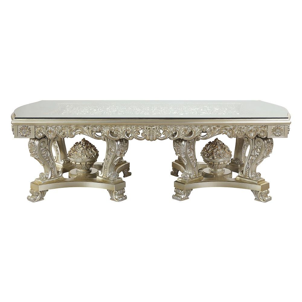Sorina - Dining Table - Antique Gold, alternate view 4 with glass