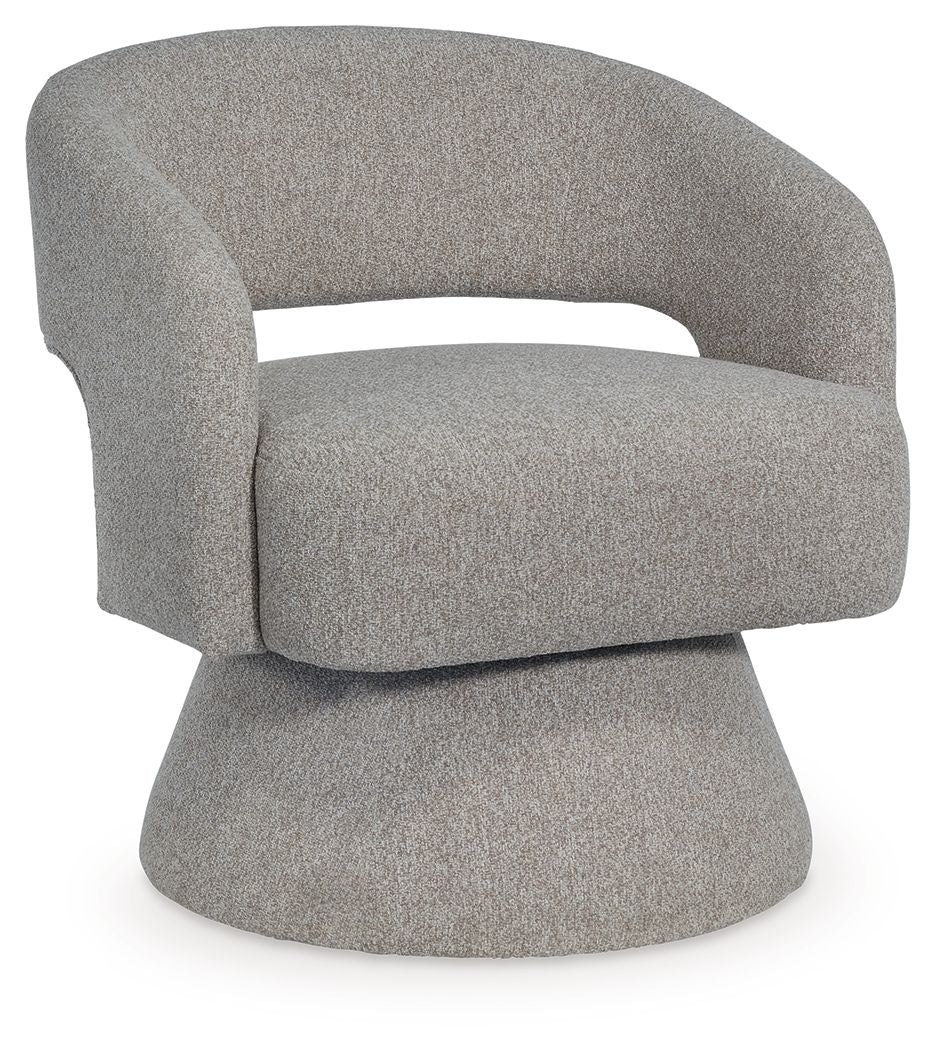 Nashkins - Swivel Accent Chair - Pebble, product view with polyester fabric