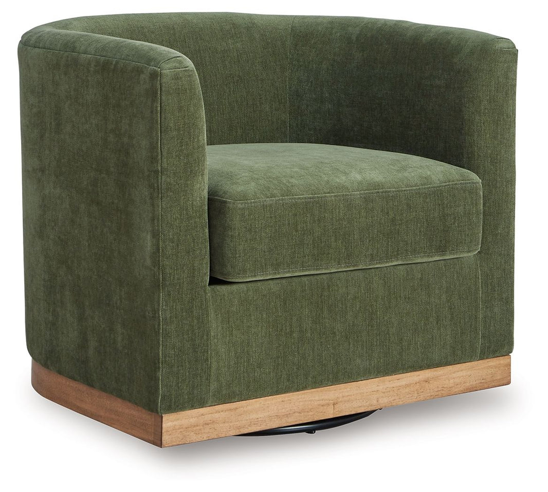Jersonlow - Swivel Chair - Forest Green, product view with polyester fabric